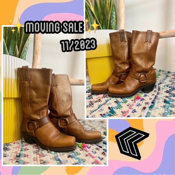 FRYE ☀️ Cognac Harness 12R Boots - Picture 2 of 16